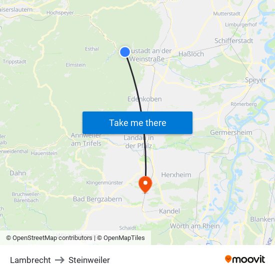 Lambrecht to Steinweiler map