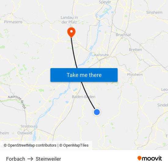 Forbach to Steinweiler map