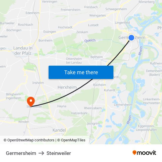 Germersheim to Steinweiler map