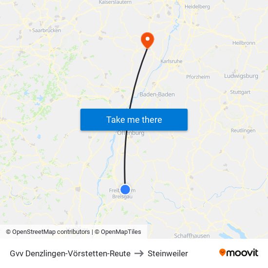 Gvv Denzlingen-Vörstetten-Reute to Steinweiler map