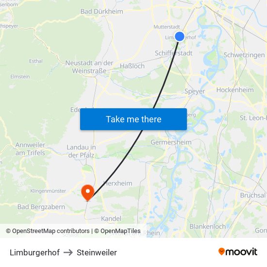 Limburgerhof to Steinweiler map