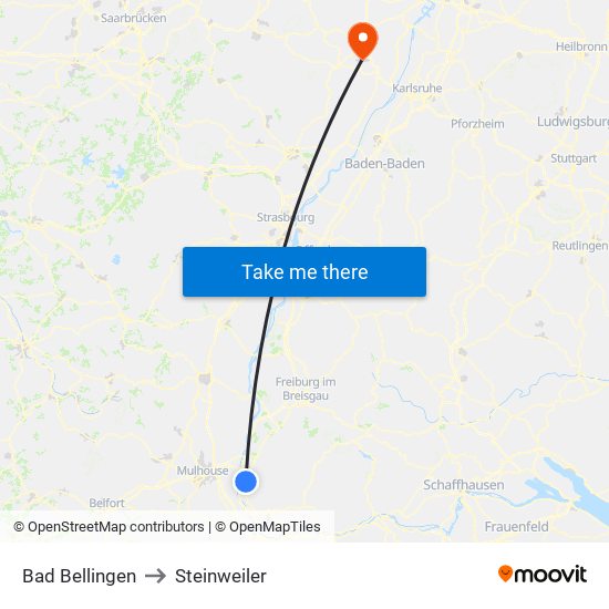 Bad Bellingen to Steinweiler map