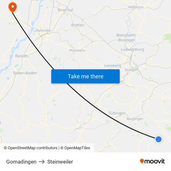 Gomadingen to Steinweiler map