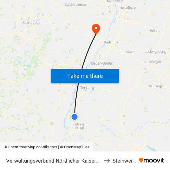 Verwaltungsverband Nördlicher Kaiserstuhl to Steinweiler map