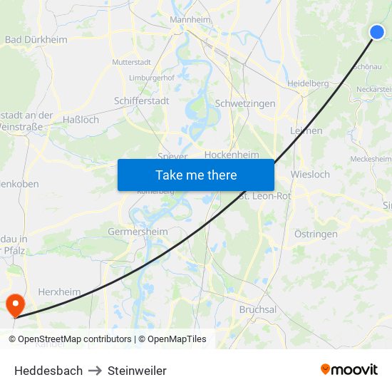 Heddesbach to Steinweiler map