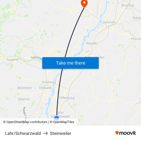 Lahr/Schwarzwald to Steinweiler map
