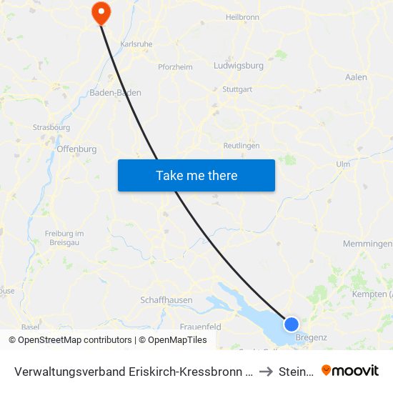 Verwaltungsverband Eriskirch-Kressbronn am Bodensee-Langenargen to Steinweiler map