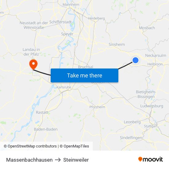 Massenbachhausen to Steinweiler map