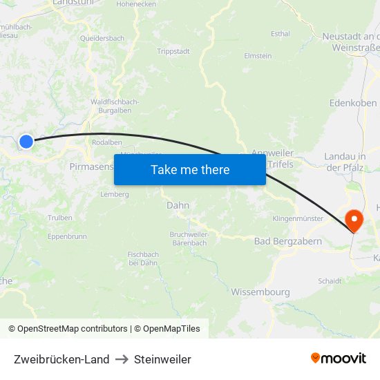 Zweibrücken-Land to Steinweiler map