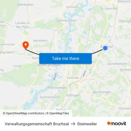 Verwaltungsgemeinschaft Bruchsal to Steinweiler map