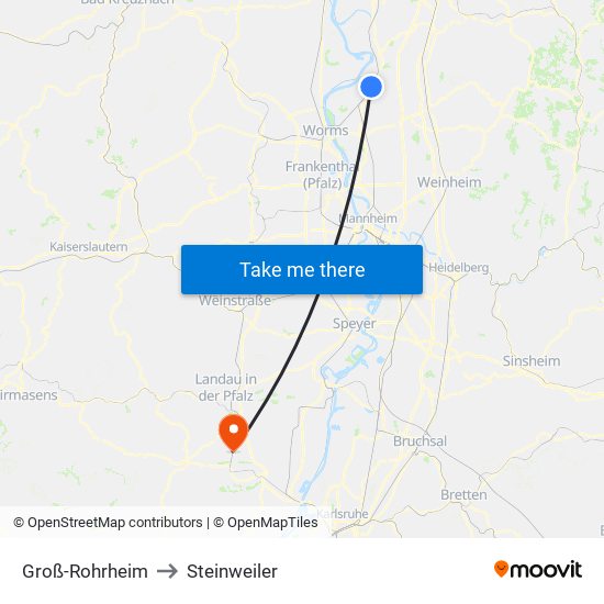 Groß-Rohrheim to Steinweiler map