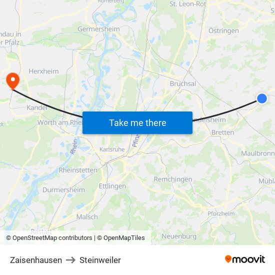 Zaisenhausen to Steinweiler map