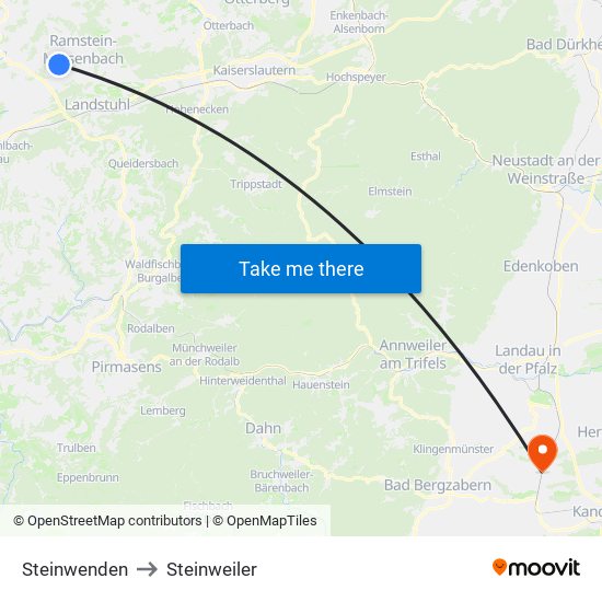 Steinwenden to Steinweiler map