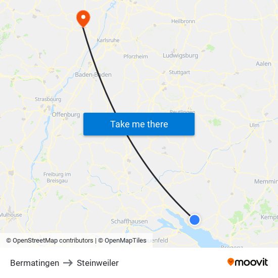 Bermatingen to Steinweiler map