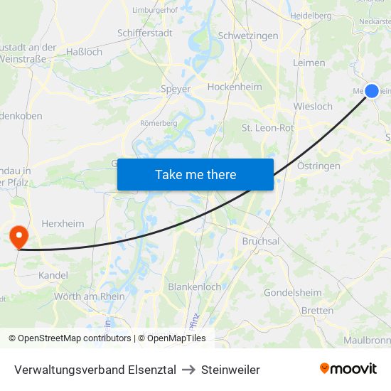 Verwaltungsverband Elsenztal to Steinweiler map