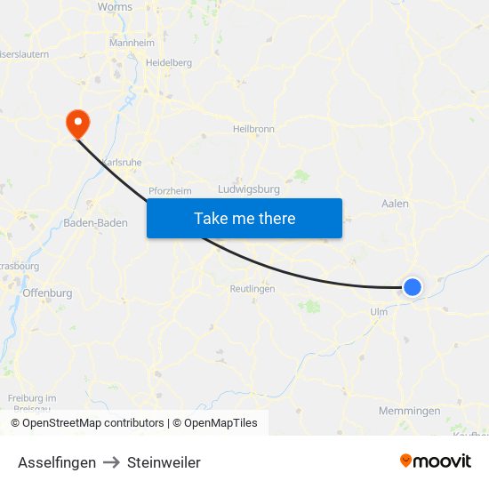 Asselfingen to Steinweiler map