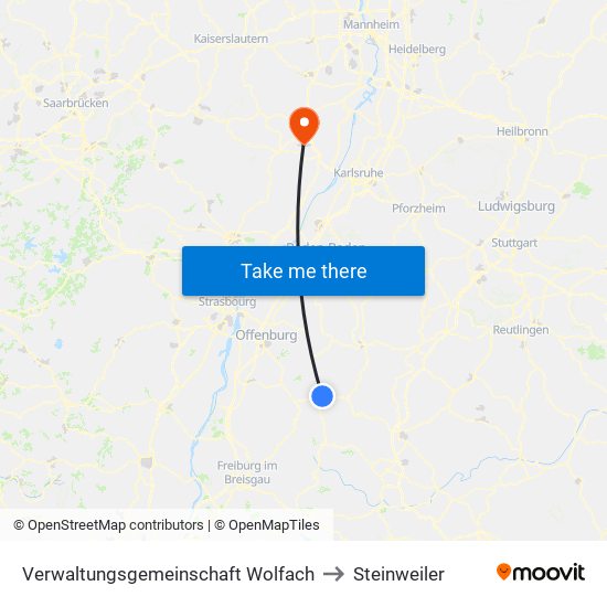Verwaltungsgemeinschaft Wolfach to Steinweiler map
