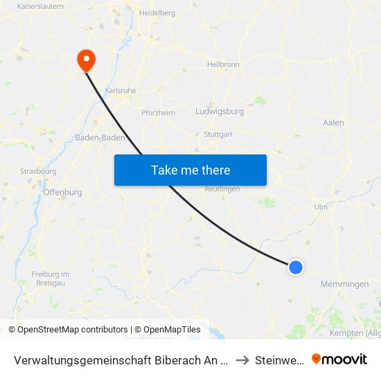 Verwaltungsgemeinschaft Biberach An Der Riß to Steinweiler map