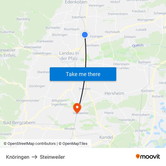 Knöringen to Steinweiler map