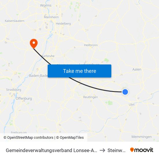 Gemeindeverwaltungsverband Lonsee-Amstetten to Steinweiler map