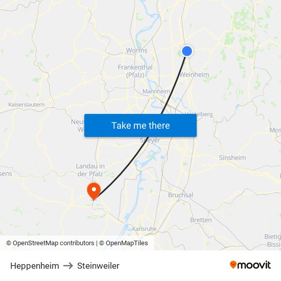 Heppenheim to Steinweiler map
