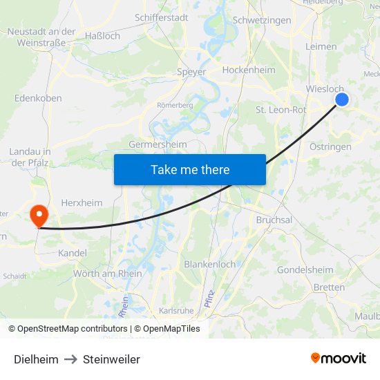 Dielheim to Steinweiler map