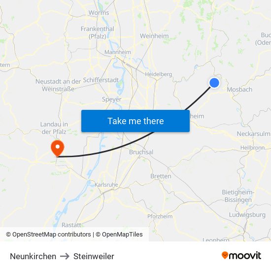 Neunkirchen to Steinweiler map