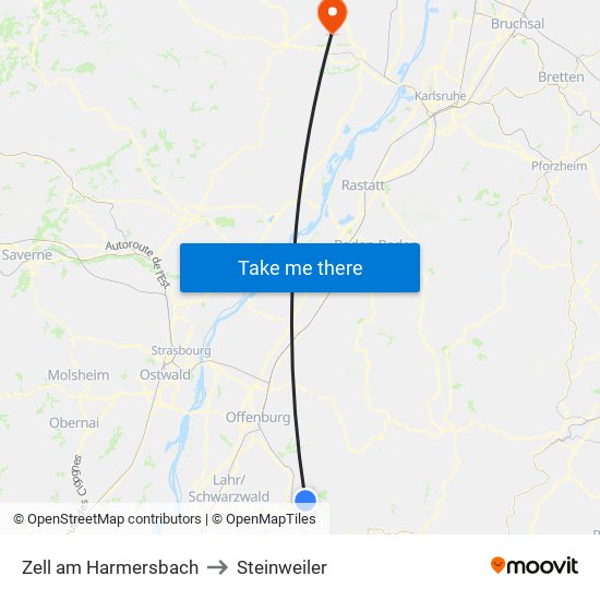 Zell am Harmersbach to Steinweiler map