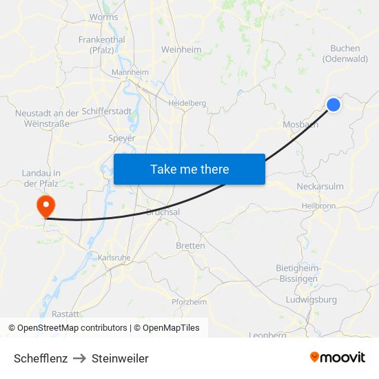 Schefflenz to Steinweiler map