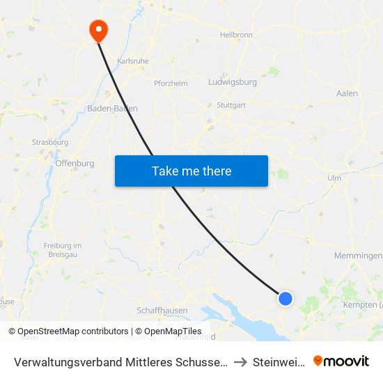 Verwaltungsverband Mittleres Schussental to Steinweiler map