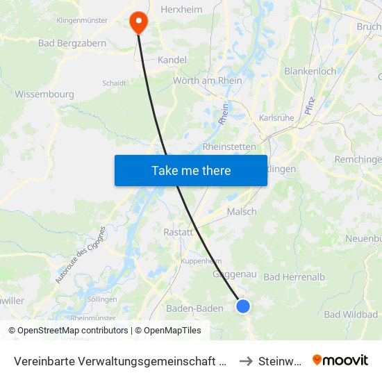 Vereinbarte Verwaltungsgemeinschaft Gernsbach to Steinweiler map