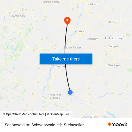 Schönwald Im Schwarzwald to Steinweiler map