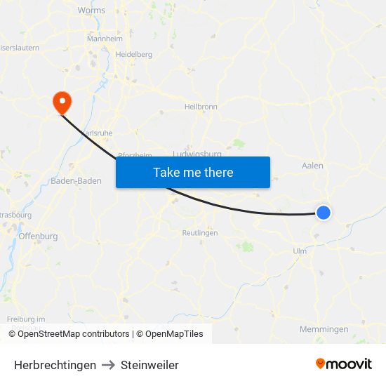 Herbrechtingen to Steinweiler map