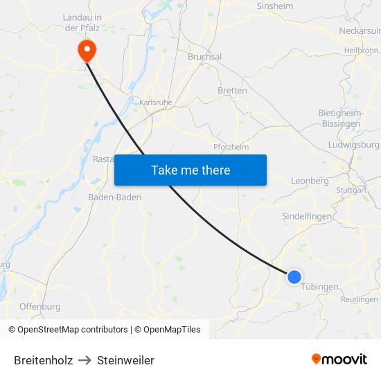 Breitenholz to Steinweiler map