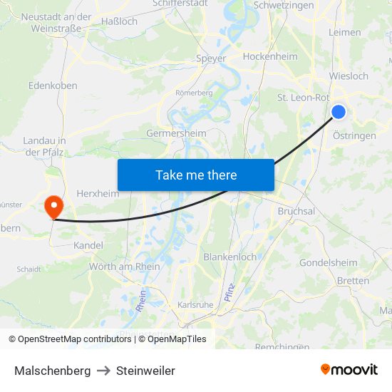 Malschenberg to Steinweiler map