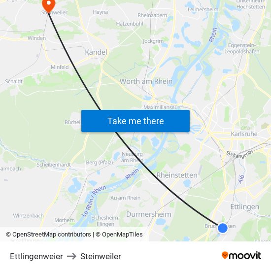 Ettlingenweier to Steinweiler map