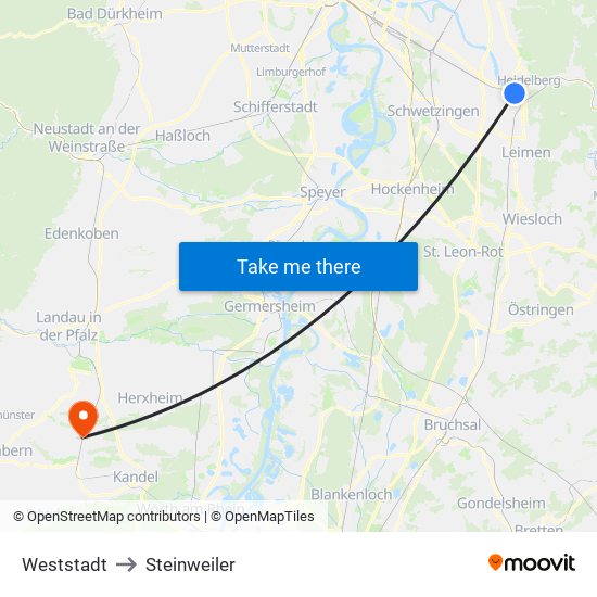 Weststadt to Steinweiler map