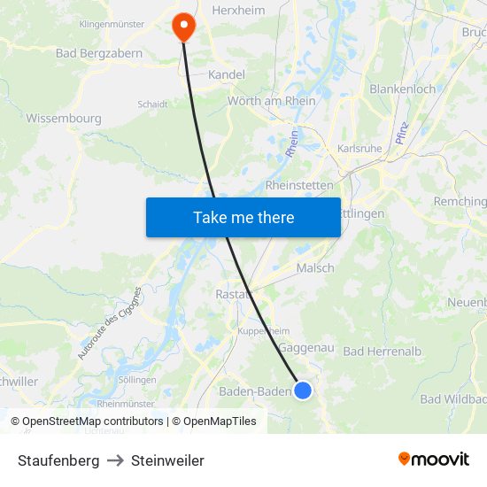 Staufenberg to Steinweiler map