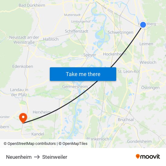 Neuenheim to Steinweiler map