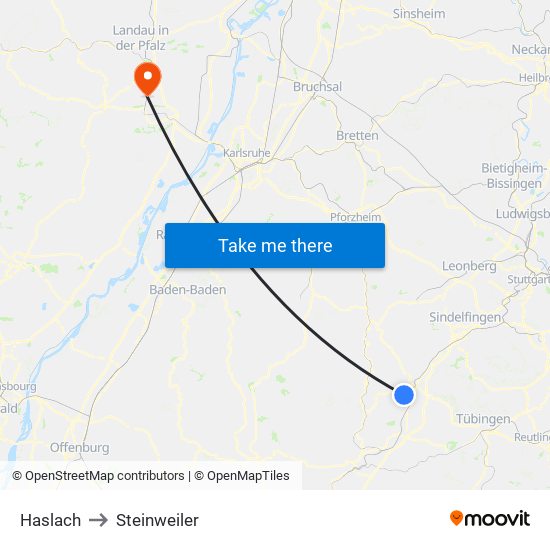 Haslach to Steinweiler map