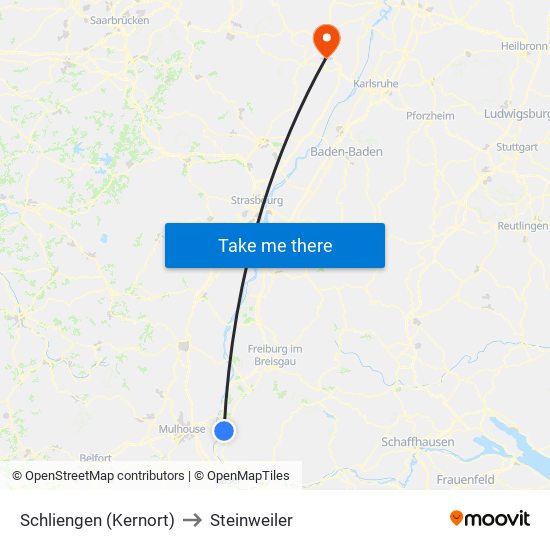 Schliengen (Kernort) to Steinweiler map