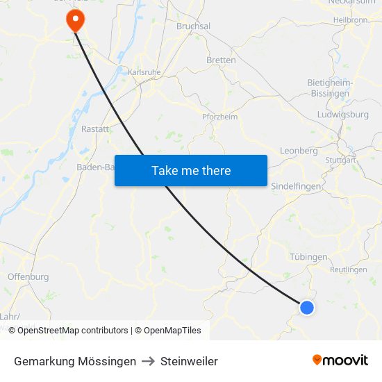 Gemarkung Mössingen to Steinweiler map