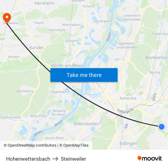 Hohenwettersbach to Steinweiler map