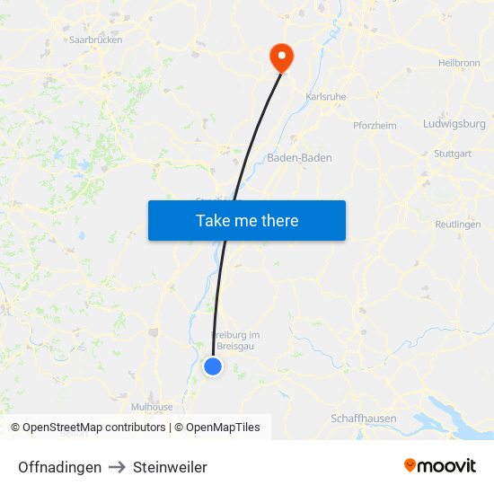 Offnadingen to Steinweiler map
