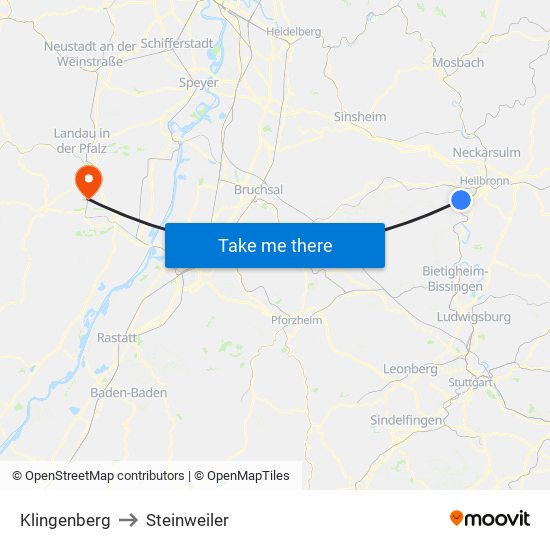 Klingenberg to Steinweiler map