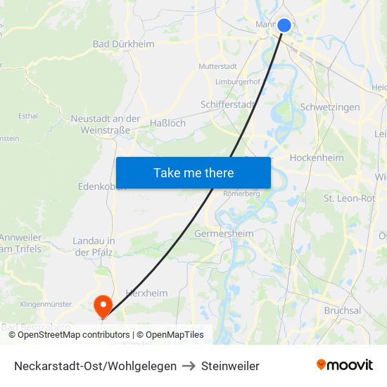 Neckarstadt-Ost/Wohlgelegen to Steinweiler map