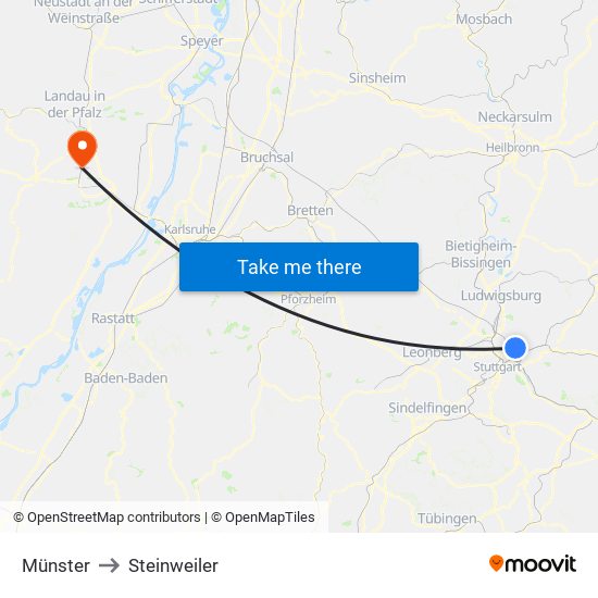 Münster to Steinweiler map