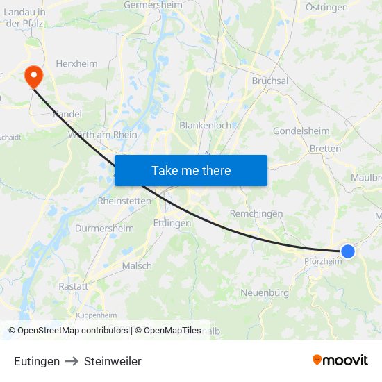 Eutingen to Steinweiler map