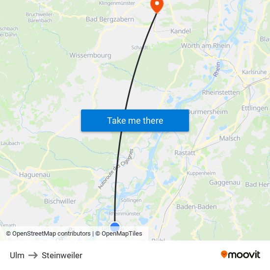 Ulm to Steinweiler map
