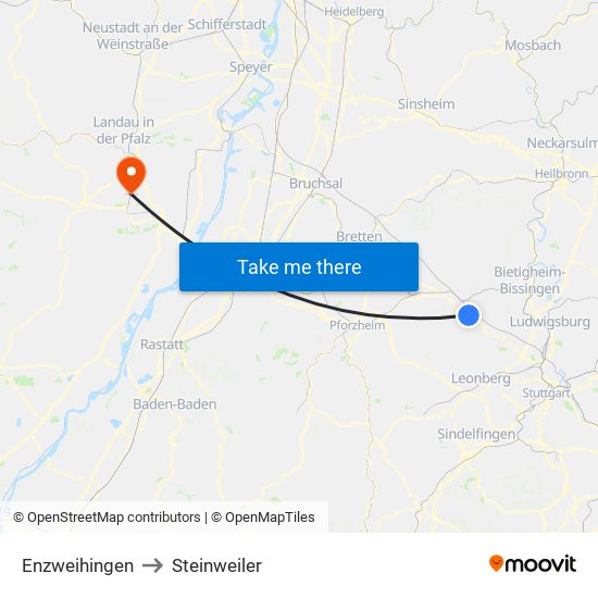 Enzweihingen to Steinweiler map